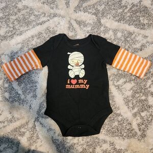 "I ♡ My Mummy" Black Long Sleeve Halloween Graphic Onsie Baby Infant 3-6M EUC